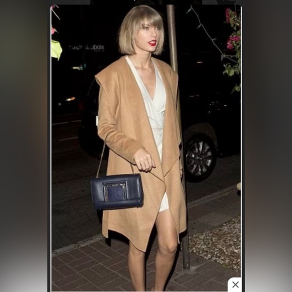 NWT Soia & Kyo double face wool-blend wrap coat, gray, worn by Taylor Swift, S - Picture 5 of 10